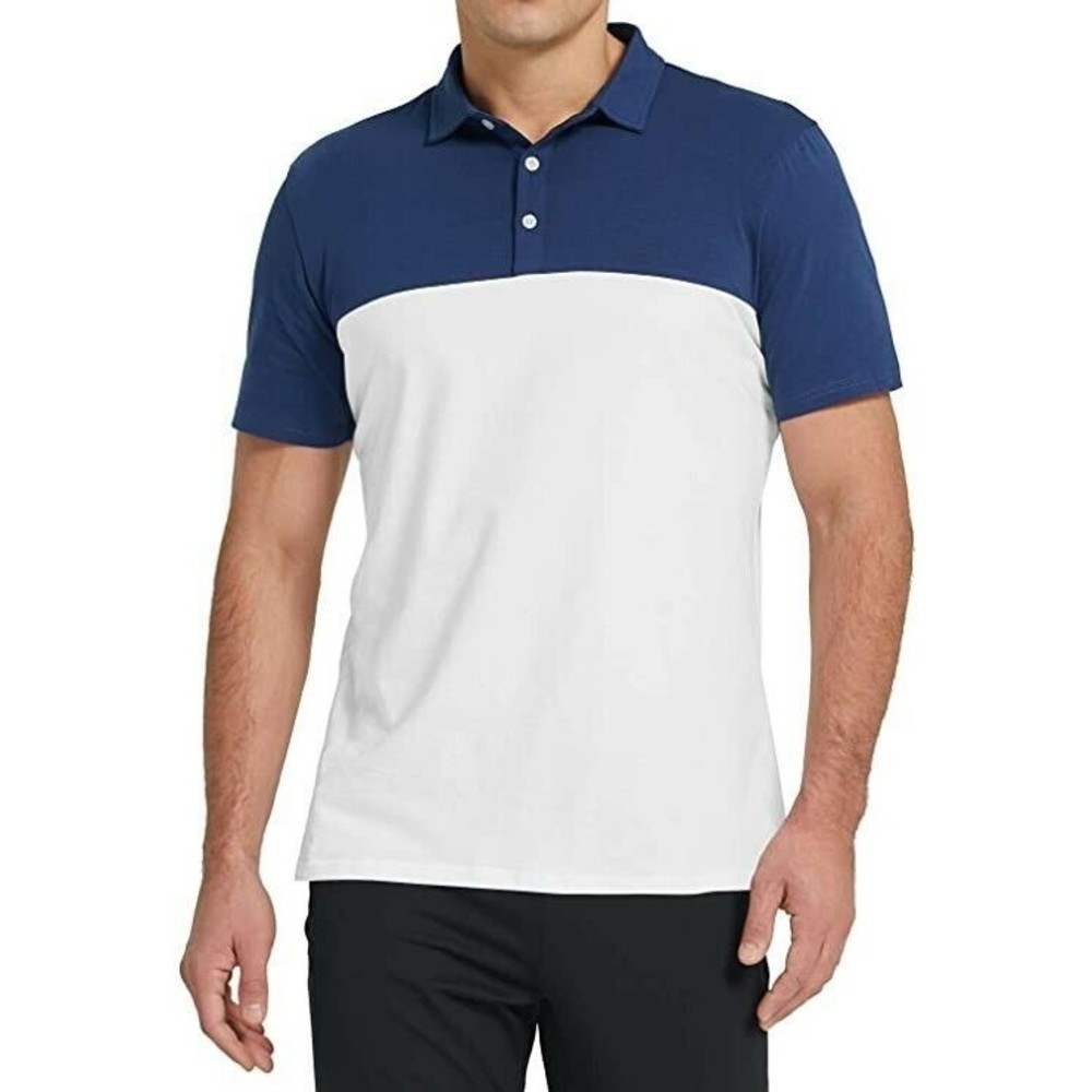 Men's Lightweight Golf Polo Shirts Short Sleeve Two Tone Casual Small